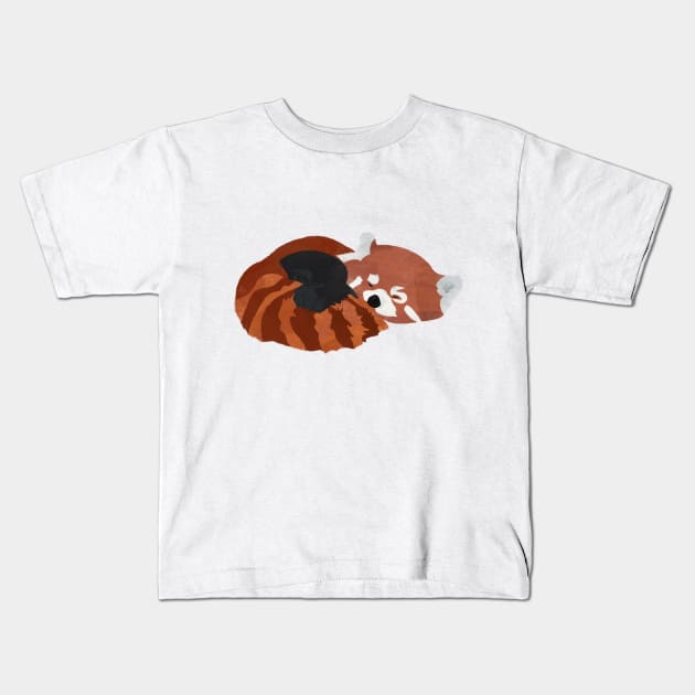 Sleeping Watercolor Red Panda Kids T-Shirt by calliew1217